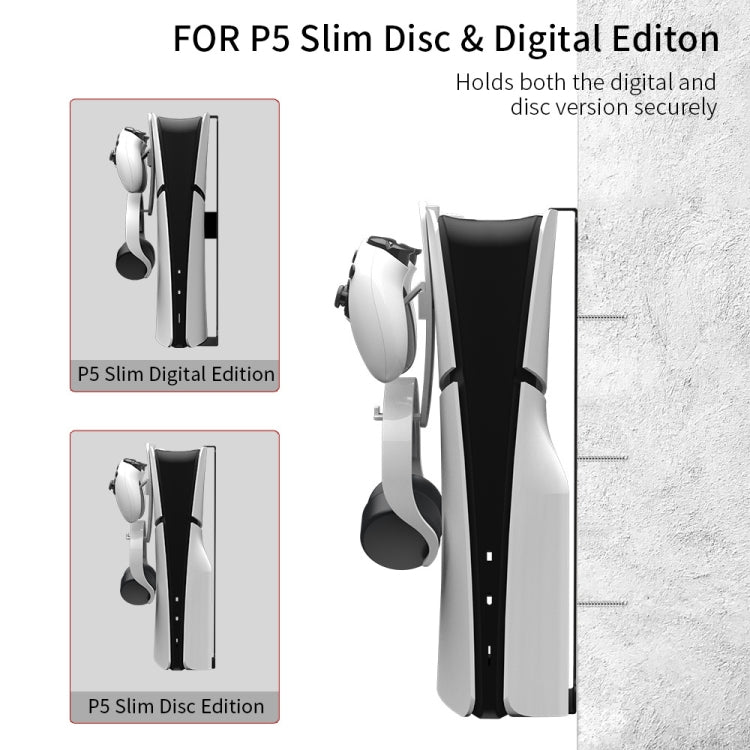 For PS5 Slim JYS-P5193 Console Wall Mount Hanging Storage Rack With Headphone Grip Organizer(White) - Holder by JYS | Online Shopping UK | buy2fix