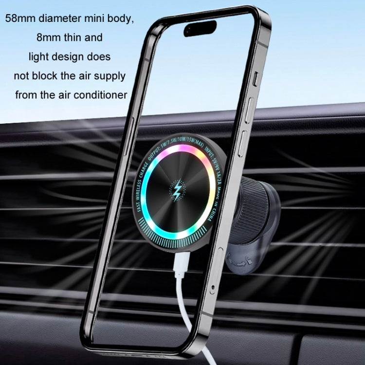 Magsafe 15W Magnetic Colorful Light Wireless Charging Mobile Phone Holder, Color: A9 Adhesive Dark Gray - Wireless Charger Holders by buy2fix | Online Shopping UK | buy2fix