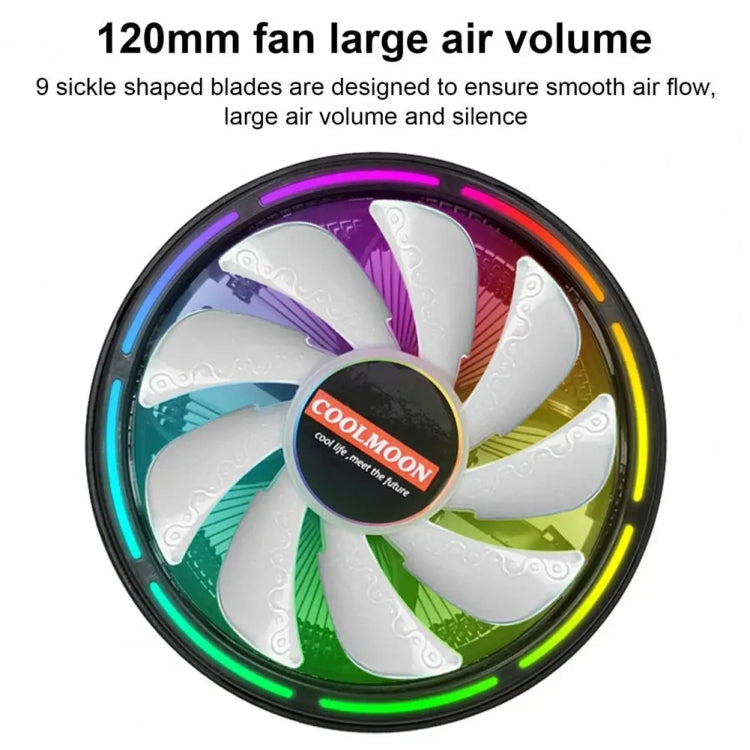 COOLMOON CPU Cooler Desktop Computer Auto Color Change Multi-Platform Mute Cooling Fan(Colorful Fine Aperture) - Fan Cooling by COOLMOON | Online Shopping UK | buy2fix