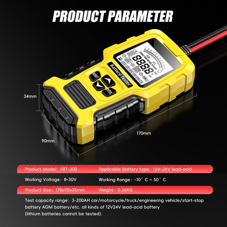 FOXSUR 12V/24V Automotive Lead-acid Battery Internal Resistance Rapid Analyzer(Yellow) - Electronic Test by FOXSUR | Online Shopping UK | buy2fix