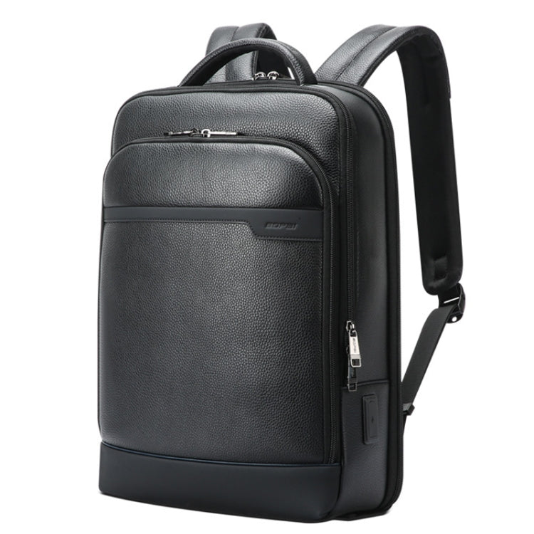 Bopai 61-122391 Large-capacity First-layer Cowhide Business Laptop Backpack With USB+Type-C Port(Black) - Backpack by Bopai | Online Shopping UK | buy2fix