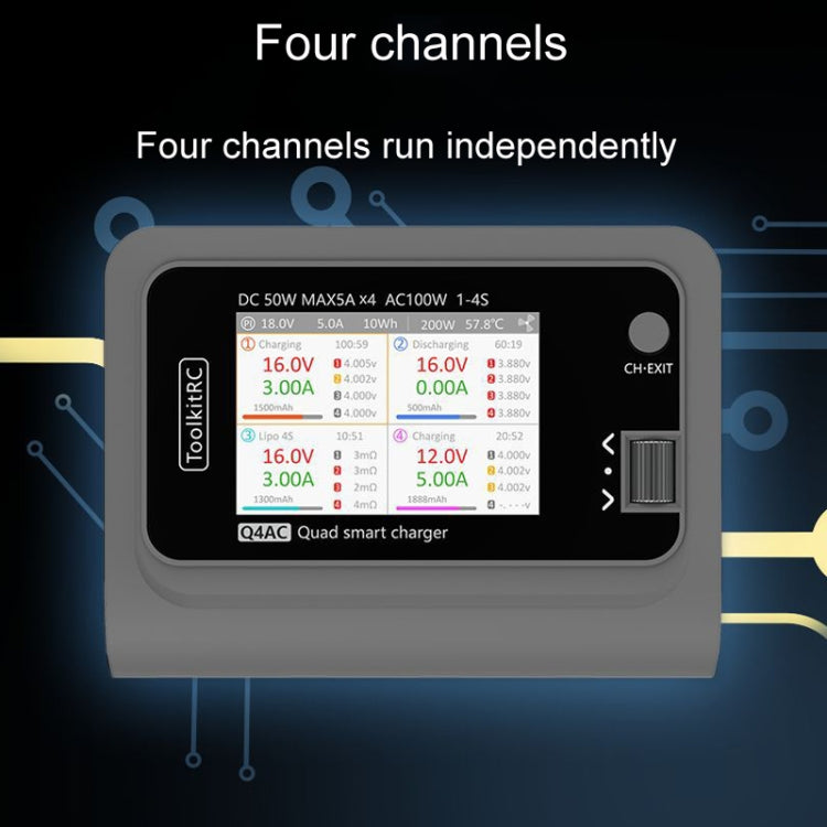 ToolkitRC Q4AC Four-Channel Airplanes And Drones Model Li-Po Battery Balance Charger(US Plug) - Charger by ToolkitRC | Online Shopping UK | buy2fix