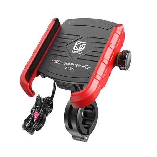 Kewig M8 Motorcycle Navigation Phone Holder Outdoor Riding Charging Bracket(Red) - Holder by Kewig | Online Shopping UK | buy2fix