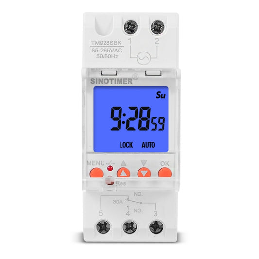 SINOTIMER TM928SBKL 85-265V 30A  1 Second to 168 Hours Programmable Electronic Time Switch - Switch by SINOTIMER | Online Shopping UK | buy2fix