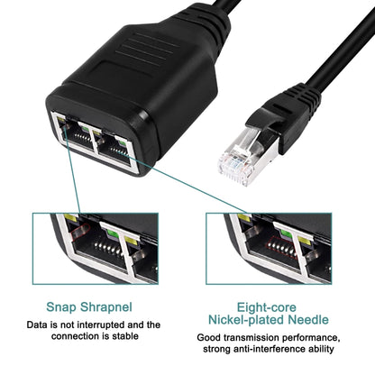 Network Cable 1 In 2 RJ45 Simultaneous Internet Access Male Adapter Cable - Network Hubs by buy2fix | Online Shopping UK | buy2fix