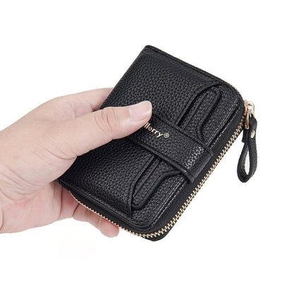 Baellerry N1915 Lychee Pattern Multi-card Slot Zipper Women Short Wallet(Black) - Wallets by Baellerry | Online Shopping UK | buy2fix