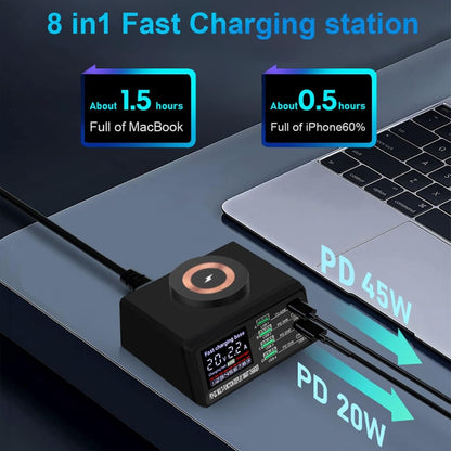 X9M 9-in-1 110W USB+PD Smart Multi-ports QI Magnetic Wireless Charger, Spec: White AU Plug - Multifunction Charger by buy2fix | Online Shopping UK | buy2fix