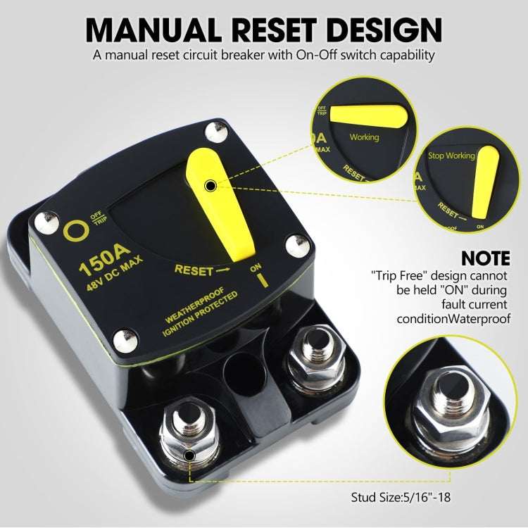 RV Yacht Manual Reset Ignition Protection Fuse Switch With Terminal Accessories, Current: 200A - Fuse by buy2fix | Online Shopping UK | buy2fix