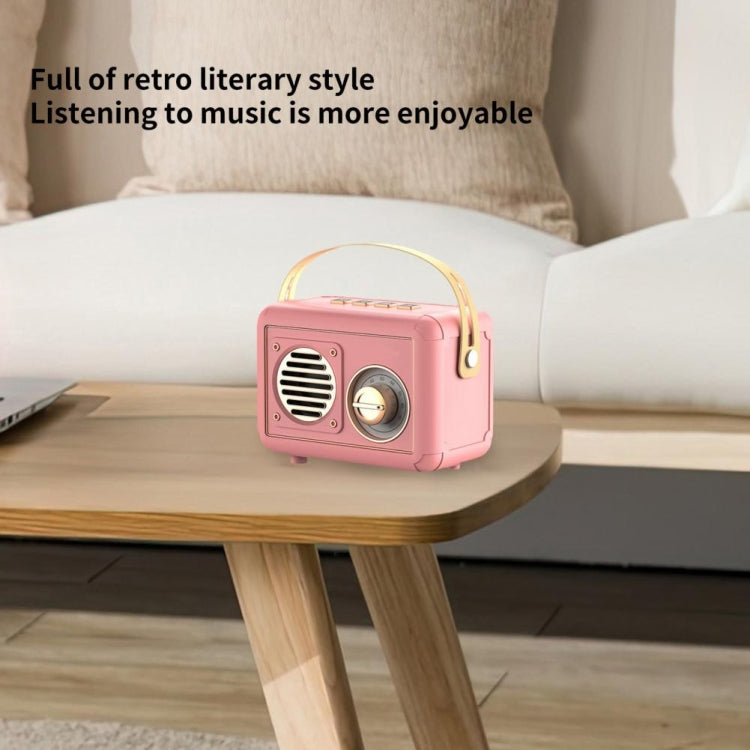 FT-BT20 Mini Retro Card USB Flash Drive FM Radio Wireless Bluetooth Speaker(Pink) - Mini Speaker by buy2fix | Online Shopping UK | buy2fix