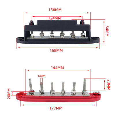 M6 RV Yacht High Current 6-column 250A Base Busbar, Color: Red with Accessories - Fuse by buy2fix | Online Shopping UK | buy2fix