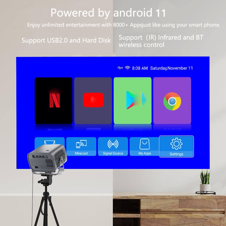 4K Smart Android Portable Projector US Plug - Mini Projector by buy2fix | Online Shopping UK | buy2fix