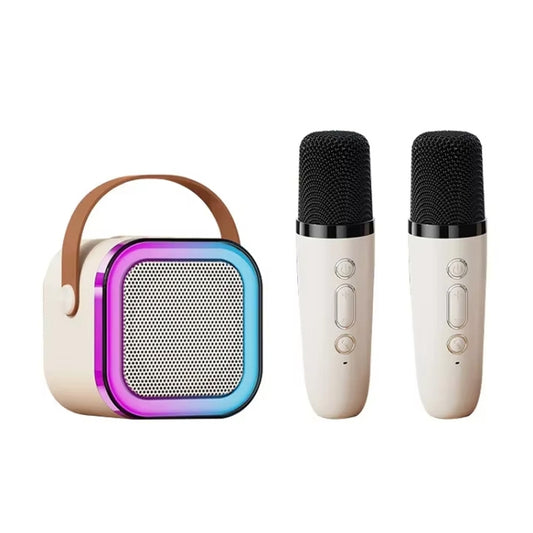 Outdoor Home Portable Wireless Karaoke Sound Cell Phone Integrated Microphone Smart Speaker, Style: With Dual Mic White - Mini Speaker by buy2fix | Online Shopping UK | buy2fix