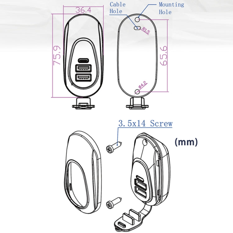 12-24V Bus Handlebar Installed USB Fast Charging Charger, Specifications: A+C QC+PD - DIY Modified Charger by buy2fix | Online Shopping UK | buy2fix