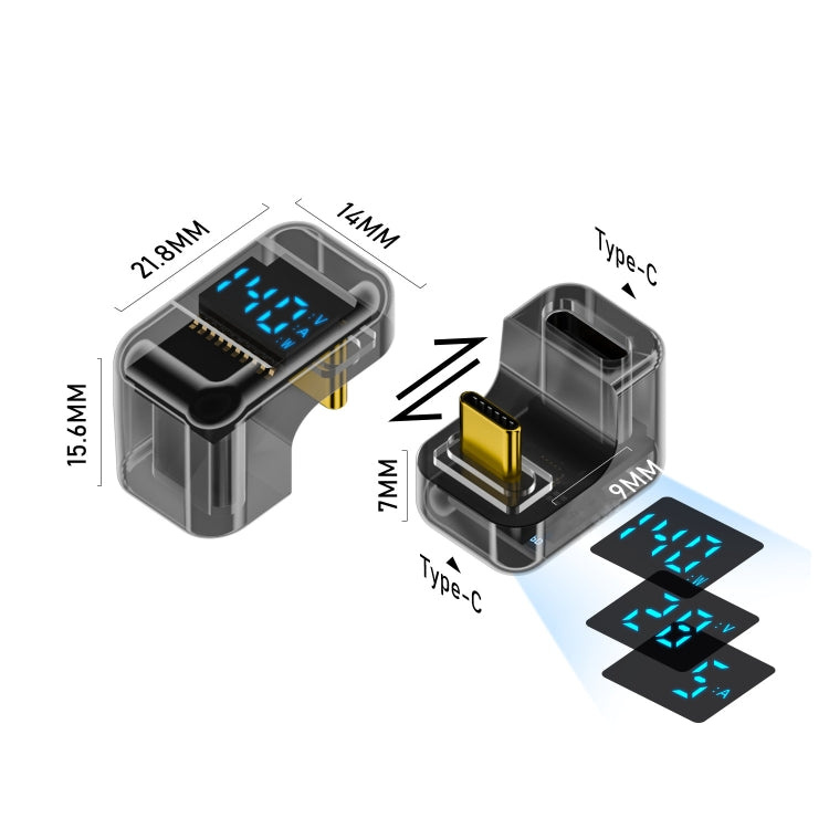 Type-C Digital Display U Type Adaptor 180 Degree Elbow 140W 4.0 Adaptor(Light Black) - Cable & Adapters by buy2fix | Online Shopping UK | buy2fix