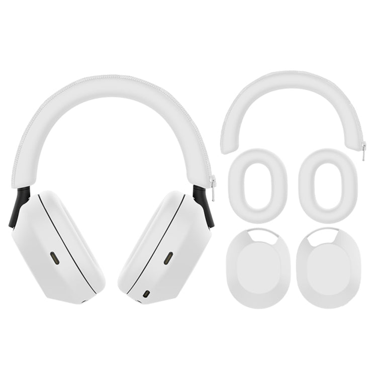 For Sony WH-1000XM5 Bluetooth Headset + Headband + Earmuff Protective Cover(3-in-1 White) - Earmuff & Pad by buy2fix | Online Shopping UK | buy2fix