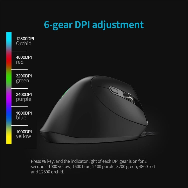 ZELOTES T50 9-Keys RGB Lighting Effect Vertical Grip Ergonomic Programming Wired Mouse(Black) - Wired Mice by ZELOTES | Online Shopping UK | buy2fix