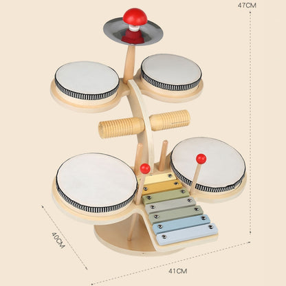 Children Wooden Desktop Music Percussion Toy Baby Early Learning Drum Enlightenment Toy, Style: Multi-function Drum Set - Musical Instrument Toys by buy2fix | Online Shopping UK | buy2fix