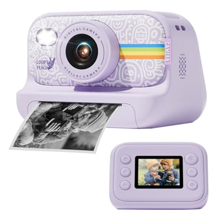 2.0-Inch LED Flash 1080P HD Recording Photo Printing Camera With 3-Rolls Paper, Color: Purple+32G - Children Cameras by buy2fix | Online Shopping UK | buy2fix