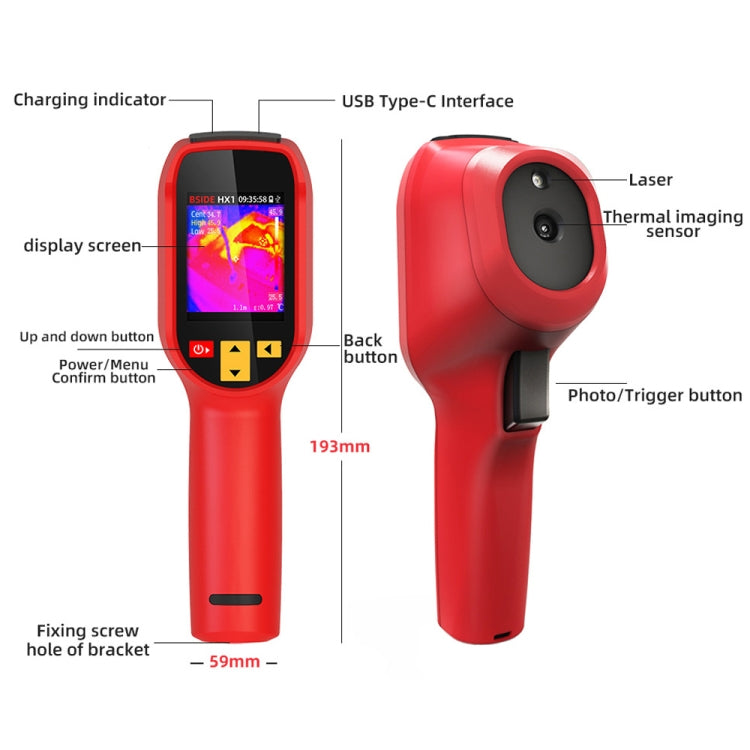 BSIDE HX1 Handheld Thermal Imaging Device Power Non-Contact Thermometer - Thermostat & Thermometer by BSIDE | Online Shopping UK | buy2fix