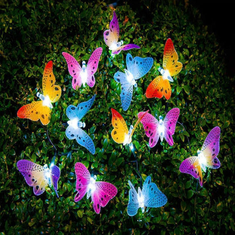 Solar Powered Butterfly Fiber Optic Fairy String Waterproof Christmas Outdoor Garden Holiday Lights, Size:4m 12LEDs - Solar Lights by buy2fix | Online Shopping UK | buy2fix