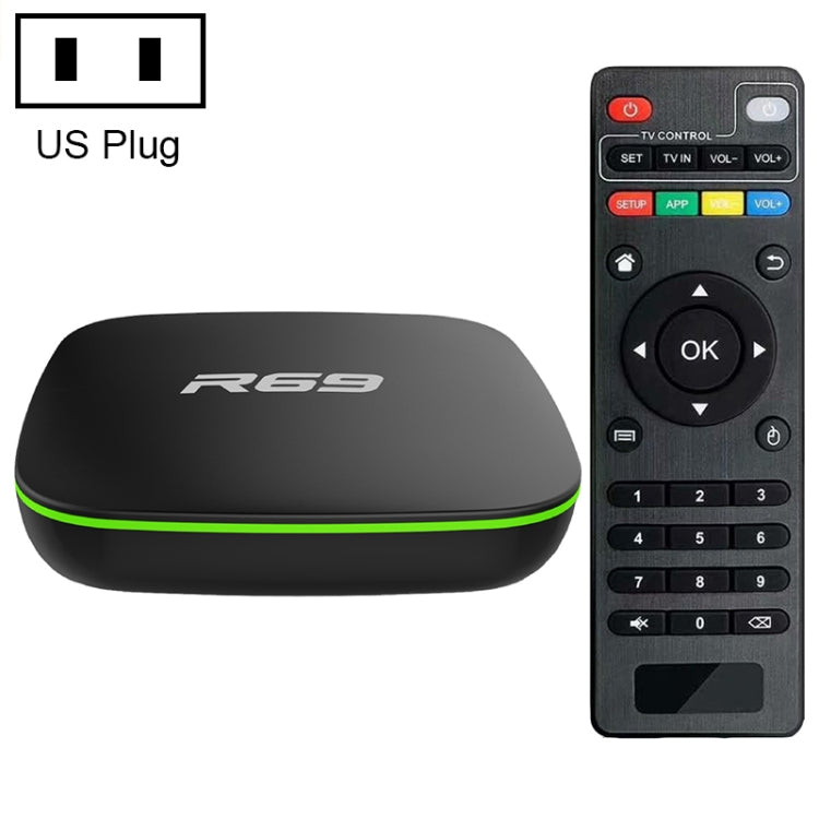 R69 1080P HD Smart TV BOX Android 4.4 Media Player wtih Remote Control, Quad Core Allwinner H3, RAM: 2GB, ROM: 16GB, 2.4G WiFi, LAN, US Plug - Allwinner H3 by buy2fix | Online Shopping UK | buy2fix