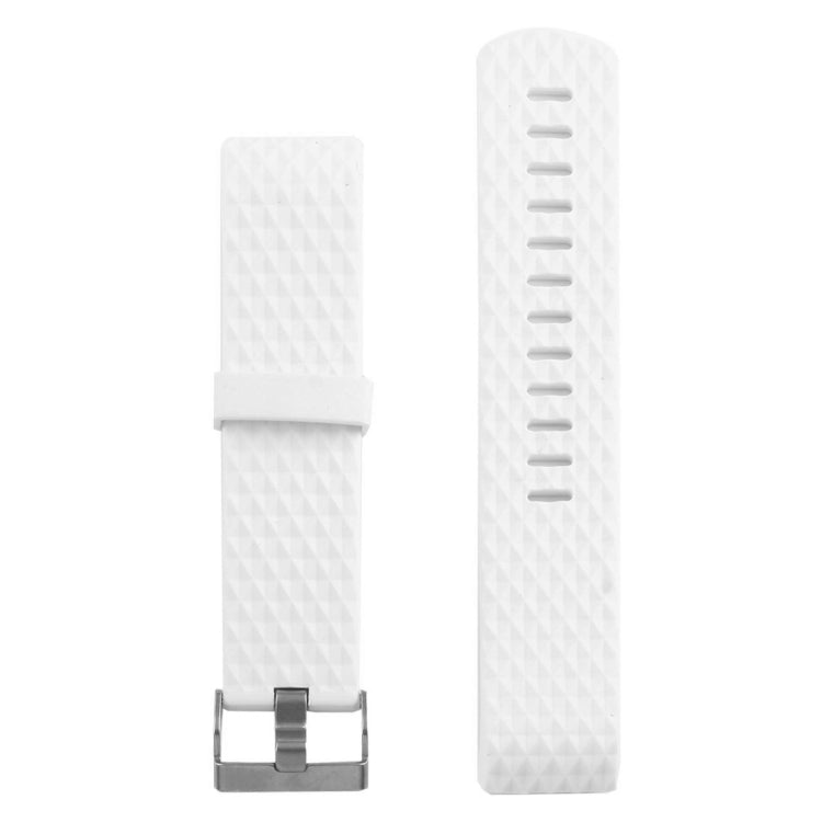 For Fitbit Charger 2 Bracelet Watch Diamond Texture TPU Watch Band, Full Length: 23cm(White) - Watch Bands by buy2fix | Online Shopping UK | buy2fix