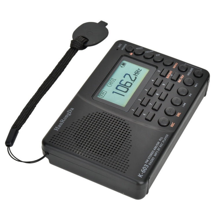 K-603 Portable FM / AM / SW Full Band Stereo Radio, Support BT & TF Card (Black) - Consumer Electronics by buy2fix | Online Shopping UK | buy2fix