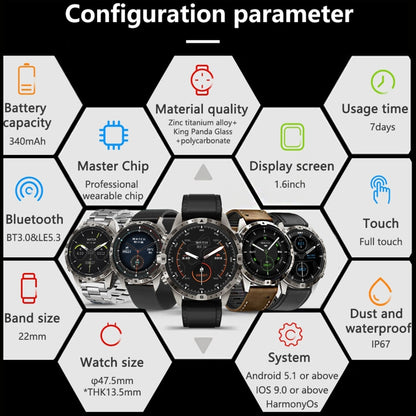 HAMTOD GT45 1.6 inch Waterproof Smart Watch, Support Bluetooth Call / Heart Rate / Blood Oxygen Monitoring / NFC(Silver) - Smart Watches by HAMTOD | Online Shopping UK | buy2fix