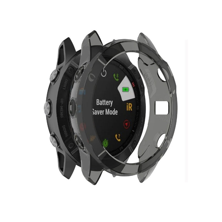 For Garmin Fenix 6X TPU Half Coverage Smart Watch Protevtice Case(Black) - Smart Wear by buy2fix | Online Shopping UK | buy2fix