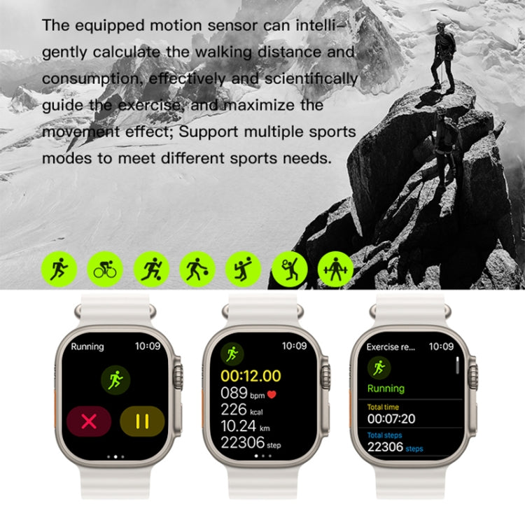 T800 Ultra 1.99 inch Ocean Silicone Band Smart Watch Support Heart Rate / ECG (White) - Android Watch by buy2fix | Online Shopping UK | buy2fix
