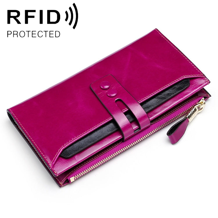 8239 Antimagnetic RFID Multi-function Leather Lady Wallet Large-capacity Purse with Detachable Card Holder (Rose Purple) - Antimagnetic RFID Package by buy2fix | Online Shopping UK | buy2fix