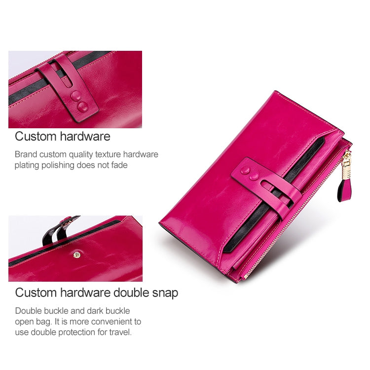 8239 Antimagnetic RFID Multi-function Leather Lady Wallet Large-capacity Purse with Detachable Card Holder (Rose Purple) - Antimagnetic RFID Package by buy2fix | Online Shopping UK | buy2fix