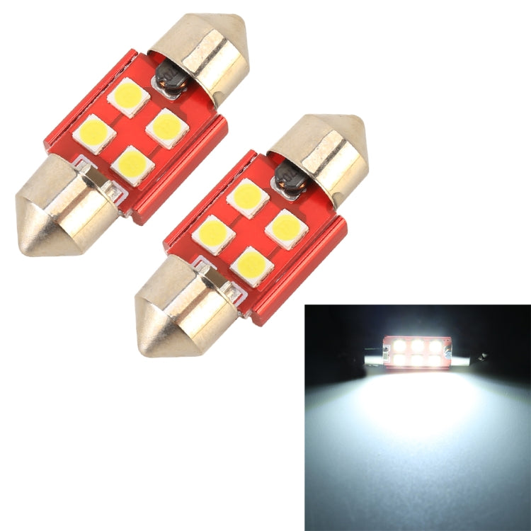 2 PCS 31mm DC12V / 1.6W / 6000K / 130LM 4LEDs SMD-3030 Car Reading Lamp (White Light) - Dome Lights by buy2fix | Online Shopping UK | buy2fix