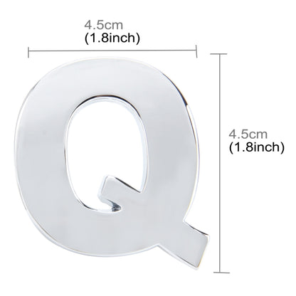 Car Vehicle Badge Emblem 3D English Letter Q Self-adhesive Sticker Decal, Size: 4.5*4.5*0.5cm - 3D Metal Sticker by buy2fix | Online Shopping UK | buy2fix