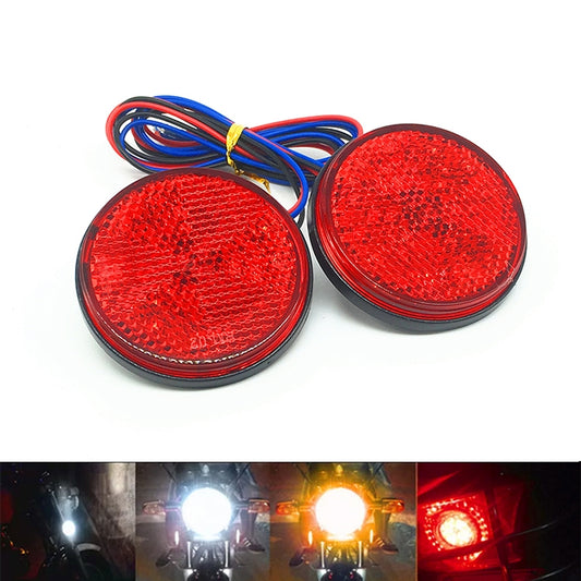 2 PCS Motorcycle Trailer Truck DC 12-15V Wired 24-LED Indicator Lamp Reflector Round Marker Tail Light, Light Color:Red (Steady + Flash Lighting)(Red) - Signal Lights by buy2fix | Online Shopping UK | buy2fix