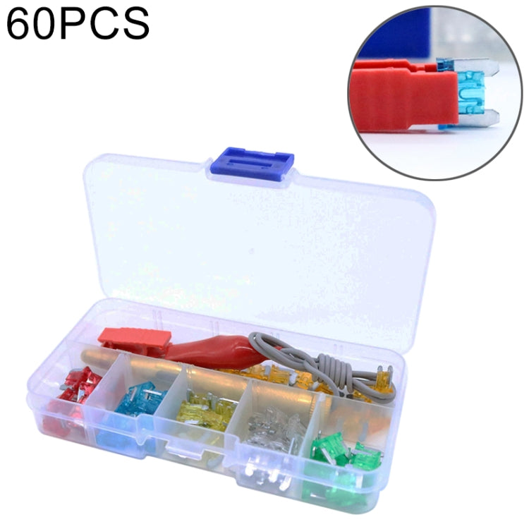 60 PCS Assorted Car Motorcycle Truck Mini Low Profile Fuse Micro Blade Fuse Set 5A 10A 15A 20A 25A 30Amp & Test Pencil - In Car by buy2fix | Online Shopping UK | buy2fix