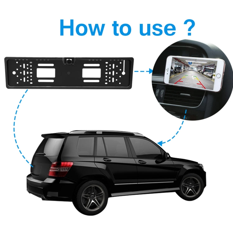 PZ421-WF Europe Car License Plate Frame 170 Degree WIFI Rear View Camera - In Car by buy2fix | Online Shopping UK | buy2fix