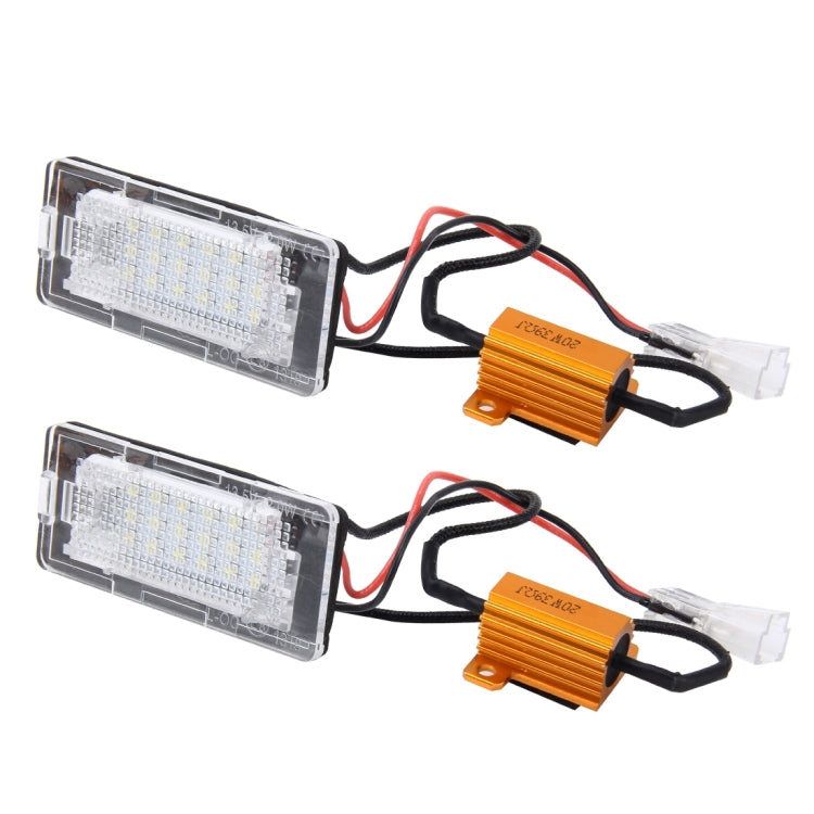 2 PCS License Plate Light with 18  SMD-3528 Lamps for Volkswagen,2W 120LM,6000K, DC12V(White Light) - License Plate Lights by buy2fix | Online Shopping UK | buy2fix