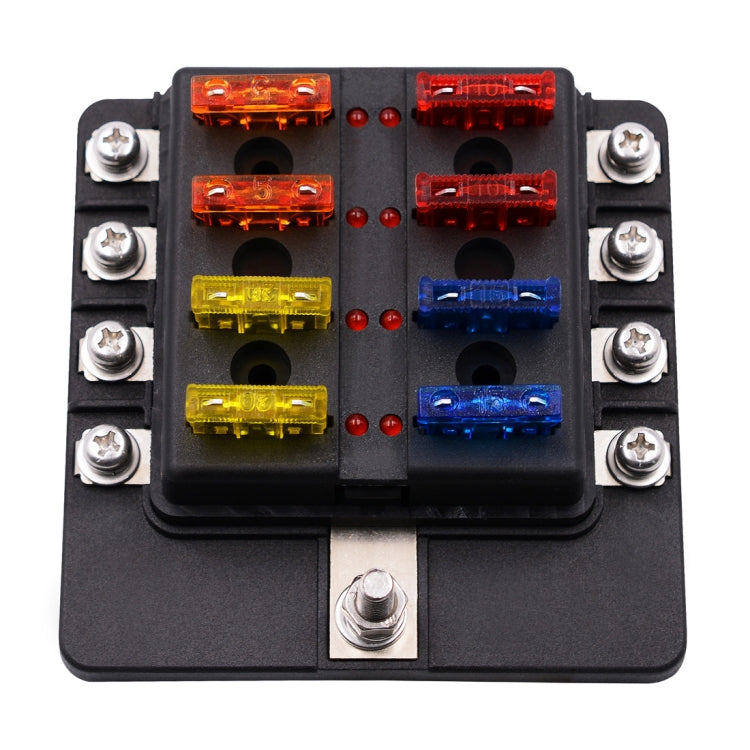 1 in 8 Out Fuse Box Screw Terminal Section Fuse Holder Kits with LED Warning Indicator for Auto Car Truck Boat - In Car by buy2fix | Online Shopping UK | buy2fix