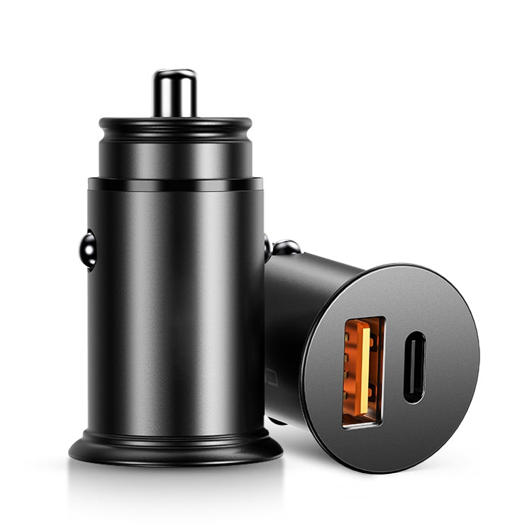 ROCK H15 Dual Port USB + USB-C / Type-C PD30W Car Charger (Black) - Car Charger by ROCK | Online Shopping UK | buy2fix