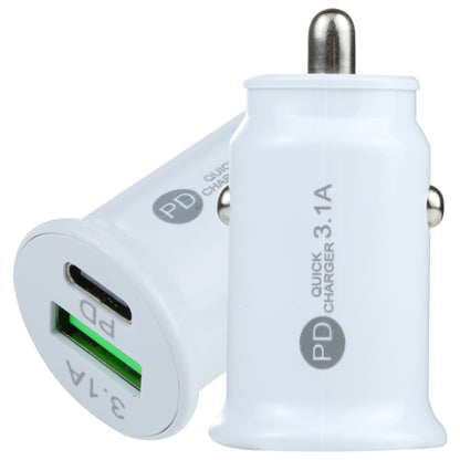 TE-339PD 3.1A PD USB-C / Type-C + USB Interface Mini Fast Charging Car Charger(White) - Car Charger by buy2fix | Online Shopping UK | buy2fix