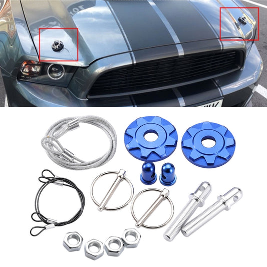 XH-6041 Car Universal Modified Aluminum Alloy Engine Hood Lock Cover(Blue) - In Car by buy2fix | Online Shopping UK | buy2fix