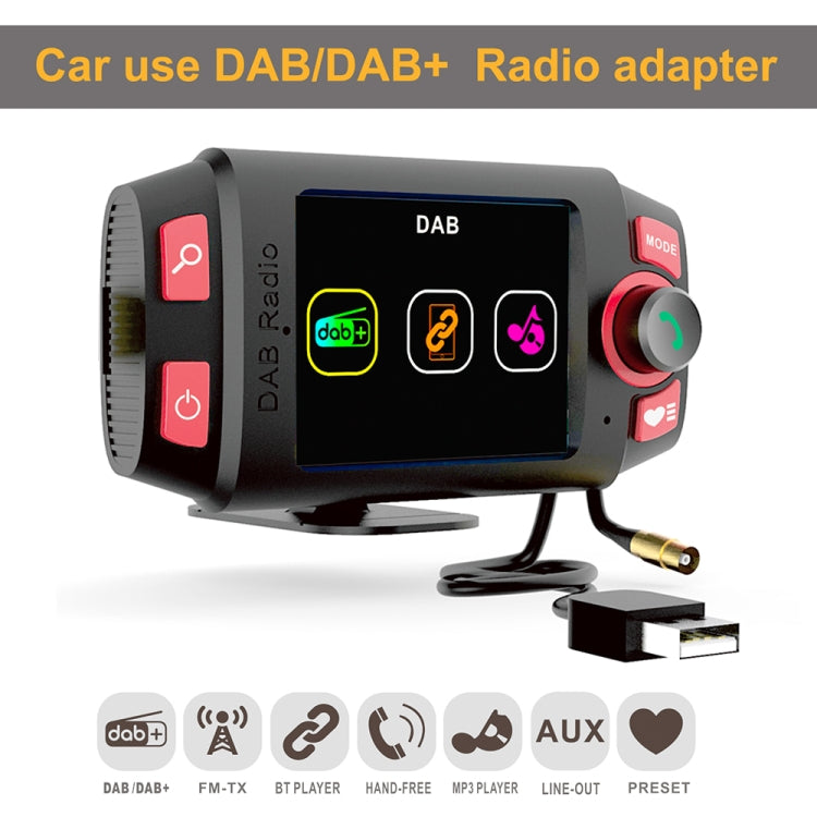 DAB-C8 Car DAB+ Digital Radio Receiver Color Screen Bluetooth Hands-free -  by buy2fix | Online Shopping UK | buy2fix