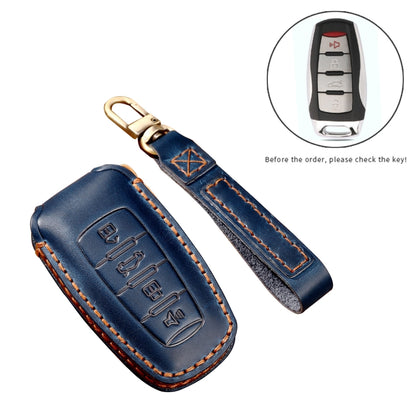 Hallmo Car Cowhide Leather Key Protective Cover Key Case for Haval H6 (Blue) - In Car by buy2fix | Online Shopping UK | buy2fix