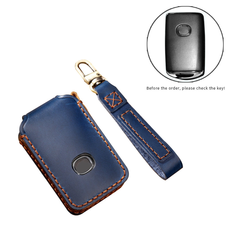 Hallmo Car Cowhide Leather Key Protective Cover Key Case for New Mazda Axela(Blue) - Car Key Cases by Hallmo | Online Shopping UK | buy2fix