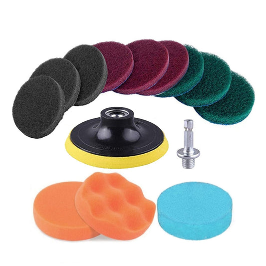 13 in 1 4 inch Sponge Scouring Pad Floor Wall Window Glass Cleaning Descaling Electric Drill Brush Head Set - Home & Garden by buy2fix | Online Shopping UK | buy2fix