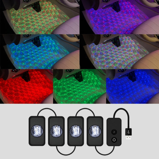 A17 Car Colorful Voice-activated RGB Foot LED Atmosphere Light, Single Light Star Version - In Car by buy2fix | Online Shopping UK | buy2fix