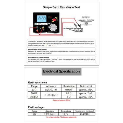 DUOYI DY4200 Car Higher Accuracy Digital Ground Resistance Tester - In Car by buy2fix | Online Shopping UK | buy2fix