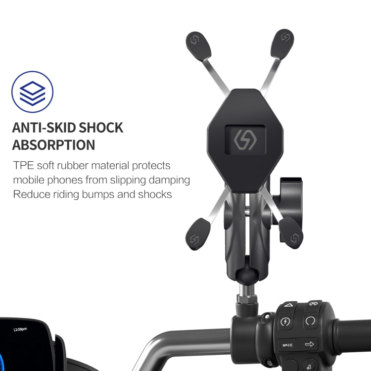 ZH-1558D1 Motorcycle M10 Ball Joint X-shape Aluminum Alloy Phone Holder - In Car by buy2fix | Online Shopping UK | buy2fix