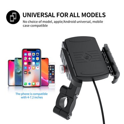 ZH-19414A1 Motorcycle Handlebar Qi USB Wireless Charging Phone Holder - In Car by buy2fix | Online Shopping UK | buy2fix